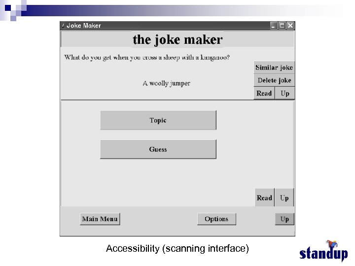 Accessibility (scanning interface) 