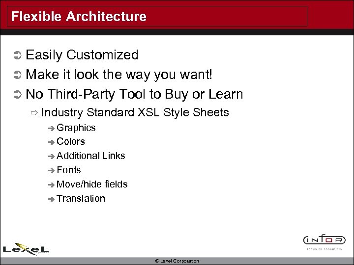 Flexible Architecture Ü Easily Customized Ü Make it look the way you want! Ü