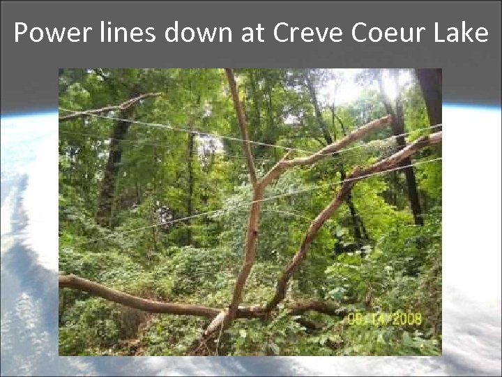 Power lines down at Creve Coeur Lake 