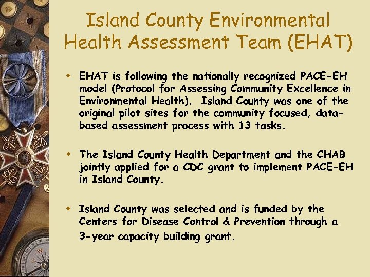 Island County Environmental Health Assessment Team (EHAT) w EHAT is following the nationally recognized