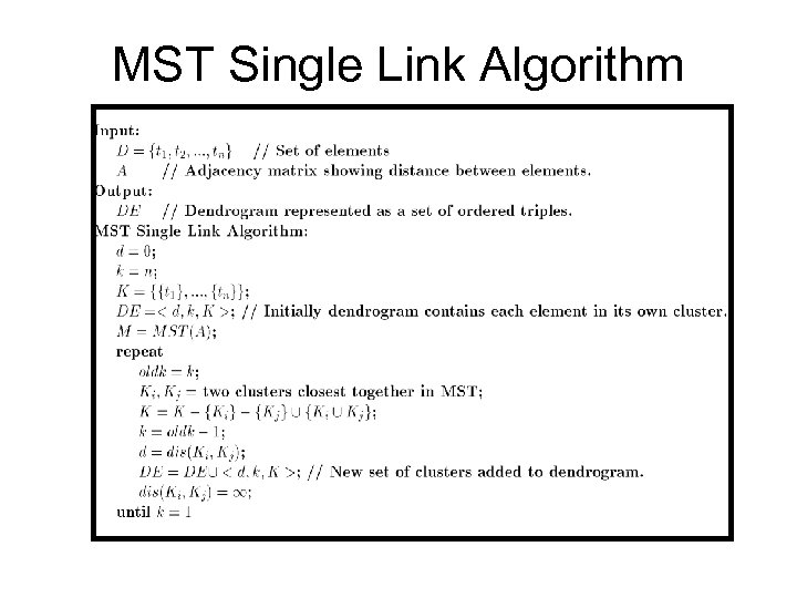 MST Single Link Algorithm 