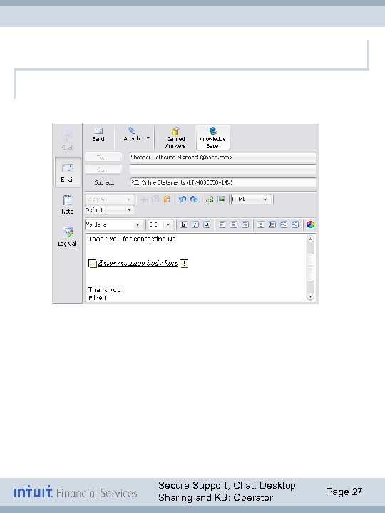 Secure Support, Chat, Desktop Sharing and KB: Operator Page 27 