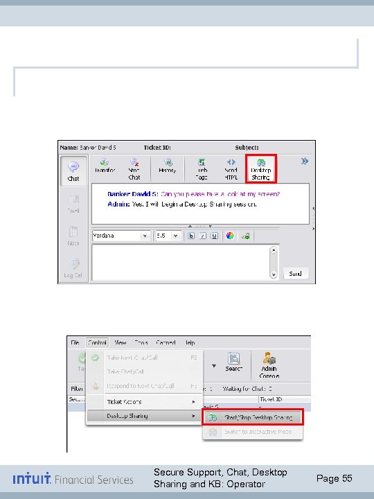 Secure Support, Chat, Desktop Sharing and KB: Operator Page 55 