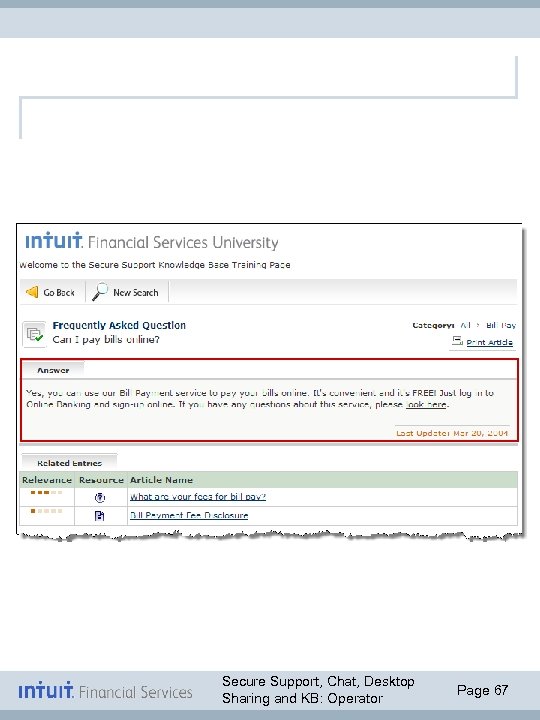Secure Support, Chat, Desktop Sharing and KB: Operator Page 67 