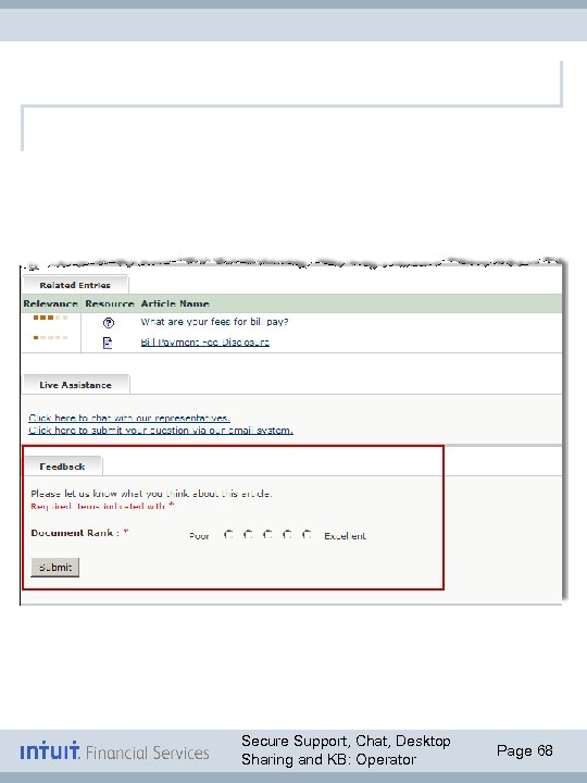 Secure Support, Chat, Desktop Sharing and KB: Operator Page 68 