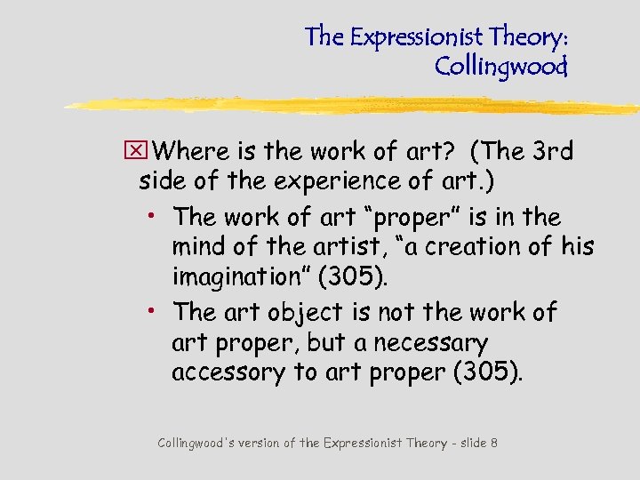 The Expressionist Theory: Collingwood x. Where is the work of art? (The 3 rd