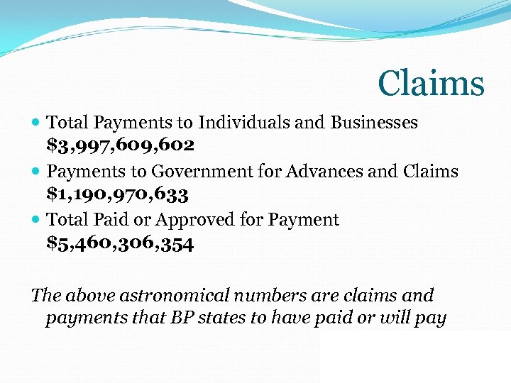 Claims Total Payments to Individuals and Businesses $3, 997, 609, 602 Payments to Government