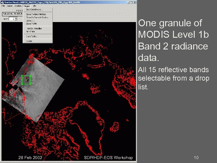 One granule of MODIS Level 1 b Band 2 radiance data. All 15 reflective