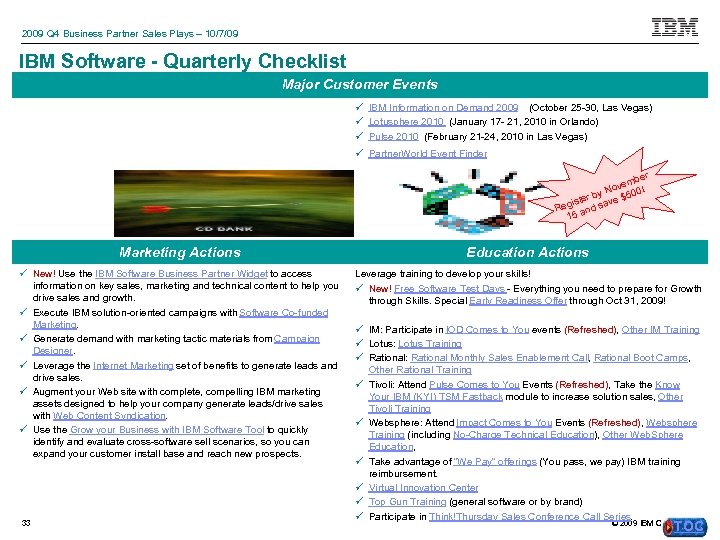 2009 Q 4 Business Partner Sales Plays – 10/7/09 IBM Software - Quarterly Checklist