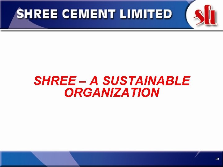 SHREE – A SUSTAINABLE ORGANIZATION 20 