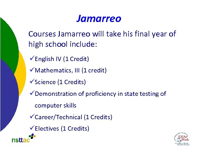 Jamarreo Courses Jamarreo will take his final year of high school include: üEnglish IV
