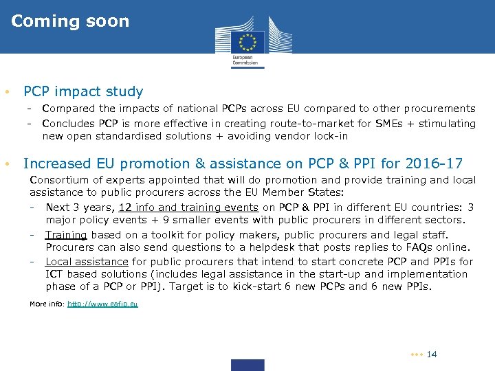  Coming soon • PCP impact study - Compared the impacts of national PCPs