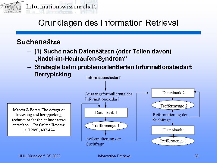 Grundlagen des Information Retrieval Suchansätze – (1) Suche nach Datensätzen (oder Teilen davon) „Nadel-im-Heuhaufen-Syndrom“