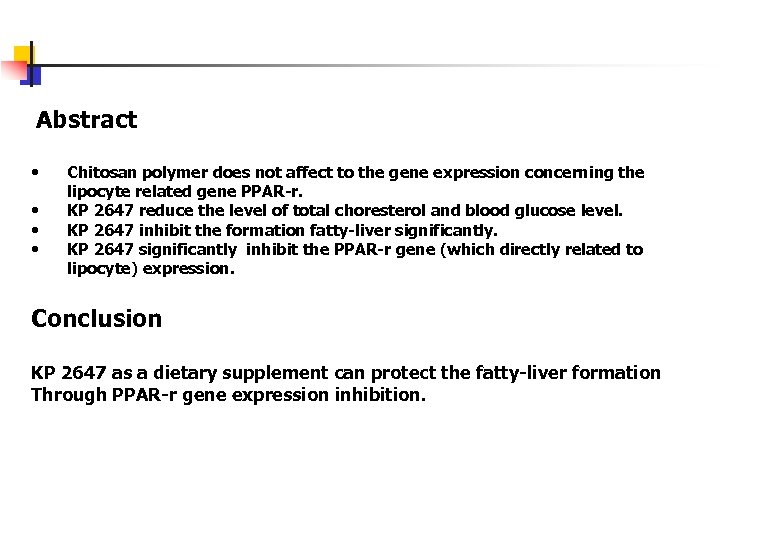 Abstract • • Chitosan polymer does not affect to the gene expression concerning the