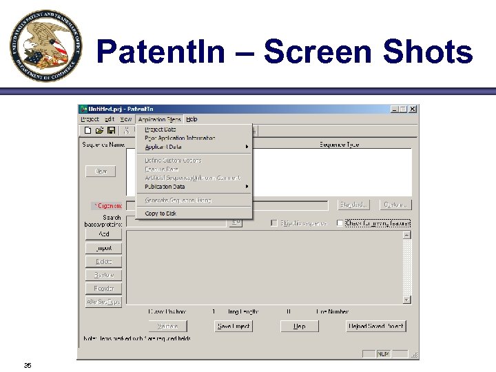 Patent. In – Screen Shots 35 