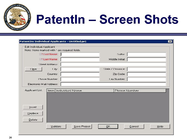 Patent. In – Screen Shots 38 