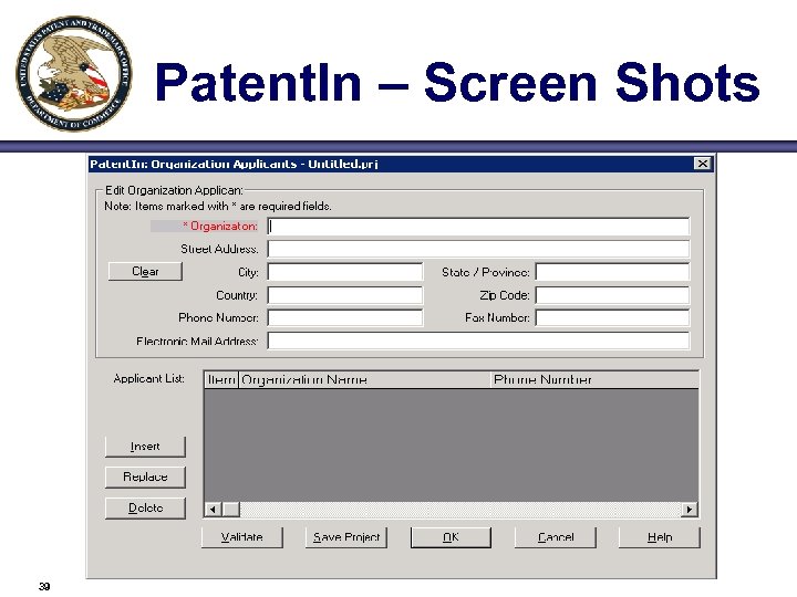 Patent. In – Screen Shots 39 