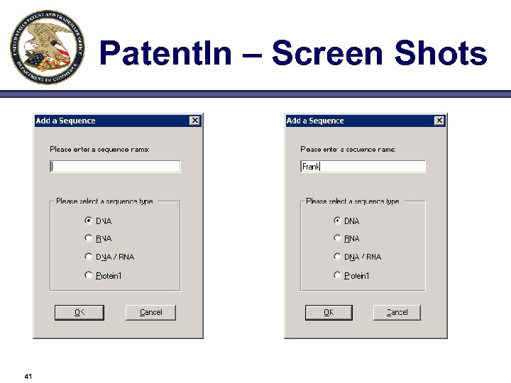 Patent. In – Screen Shots 41 