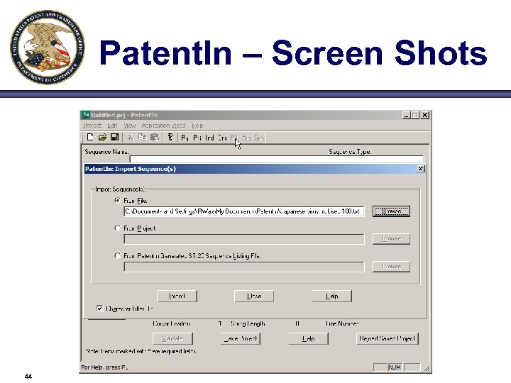 Patent. In – Screen Shots 44 