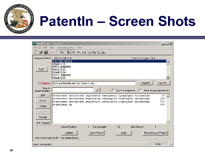 Patent. In – Screen Shots 45 