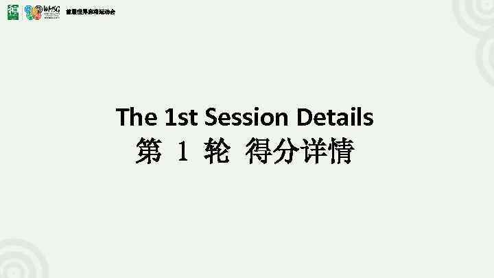 首届世界麻将运动会 The 1 st Session Details 第 1 轮 得分详情 