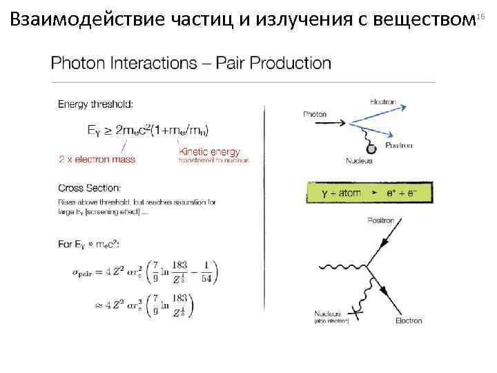 Взаимодействие частиц и излучения с веществом 16 