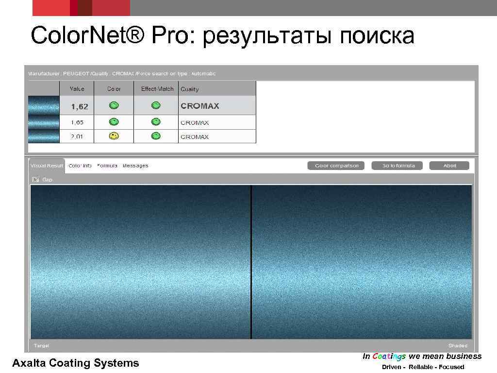 Color. Net® Pro: результаты поиска Axalta Coating Systems In Coatings we mean business Driven