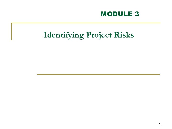 MODULE 3 Identifying Project Risks 41 