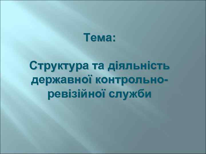 Тема: Структура та діяльність державної контрольноревізійної служби 