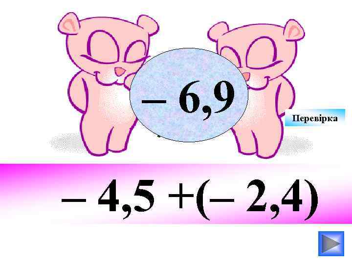 – 6, 9 Перевірка – 4, 5 +(– 2, 4) 