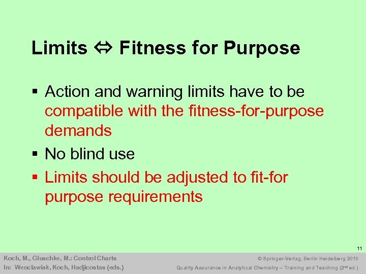 Limits Fitness for Purpose § Action and warning limits have to be compatible with