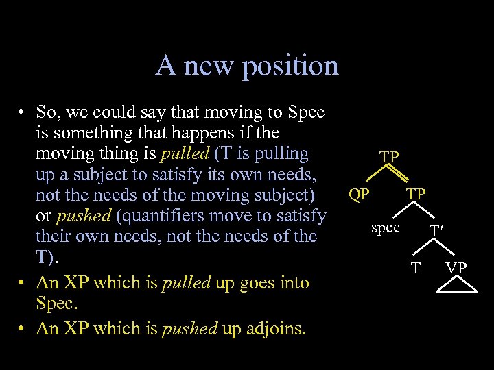 A new position • So, we could say that moving to Spec is something