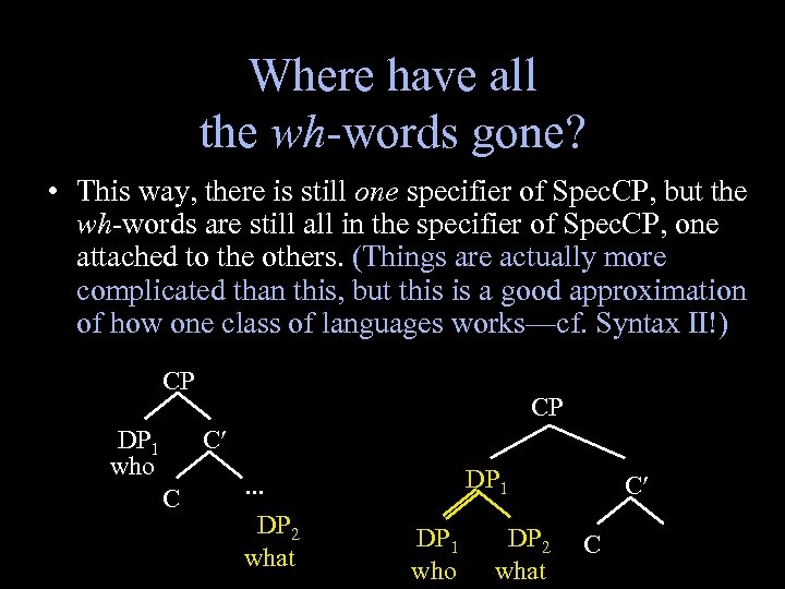 Where have all the wh-words gone? • This way, there is still one specifier