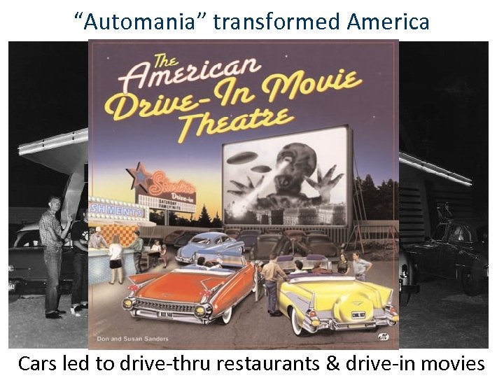 “Automania” transformed America Cars led to drive-thru restaurants & drive-in movies 