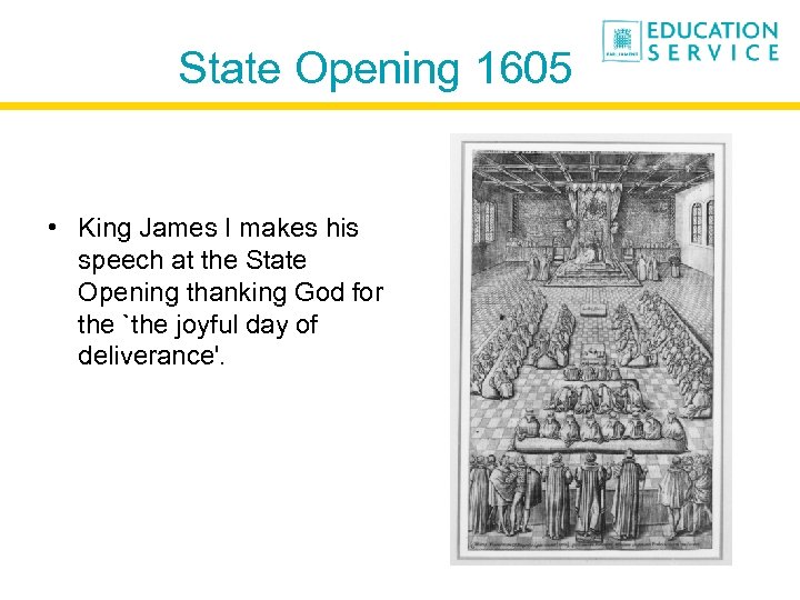 State Opening 1605 • King James I makes his speech at the State Opening