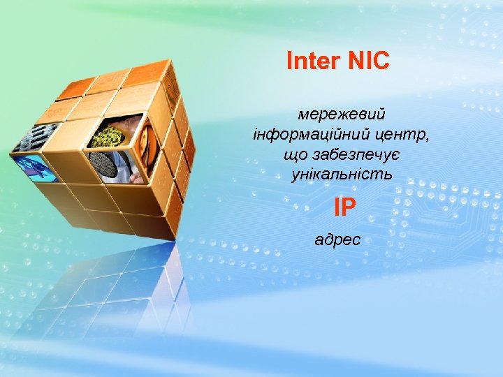Іnter NIC мережевий інформаційний центр, що забезпечує унікальність ІР адрес 