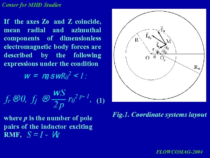 Center for MHD Studies If the axes Z 0 and Z coincide, mean radial