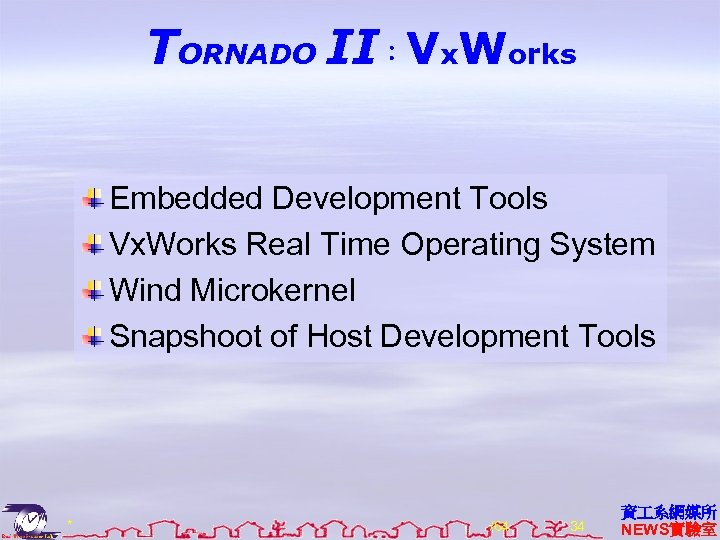 TORNADO II：Vx. Works Embedded Development Tools Vx. Works Real Time Operating System Wind Microkernel