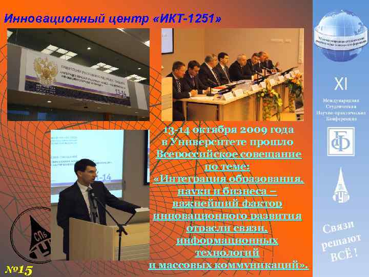 Инновационный центр «ИКТ-1251» № 15 13 -14 октября 2009 года в Университете прошло Всероссийское