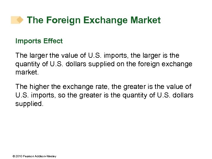 The Foreign Exchange Market Imports Effect The larger the value of U. S. imports,