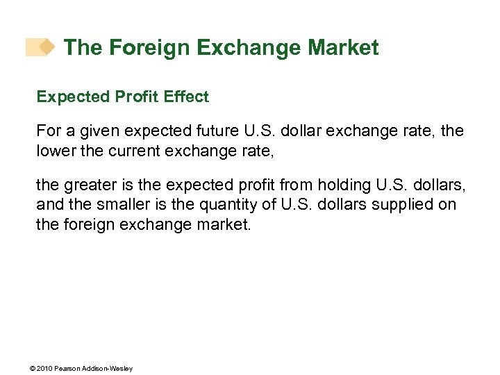 The Foreign Exchange Market Expected Profit Effect For a given expected future U. S.