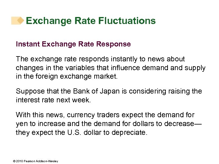 Exchange Rate Fluctuations Instant Exchange Rate Response The exchange rate responds instantly to news