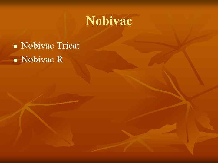 Nobivac n n Nobivac Tricat Nobivac R 