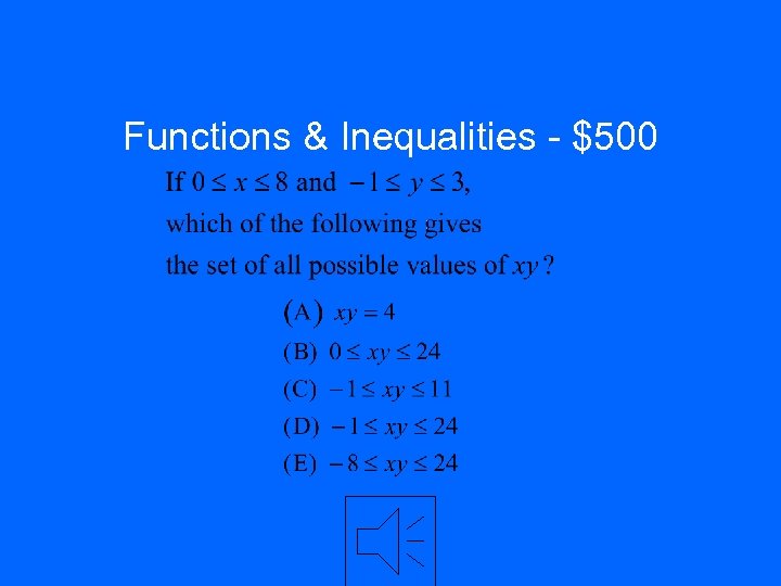 Functions & Inequalities - $500 