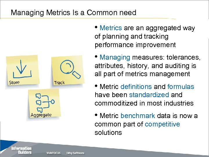 Managing Metrics Is a Common need • Metrics are an aggregated way of planning