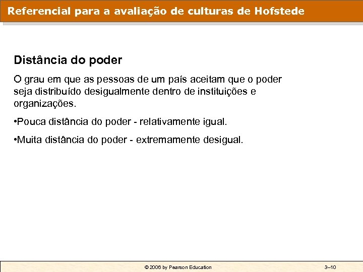 Referencial para a avaliação de culturas de Hofstede Distância do poder O grau em