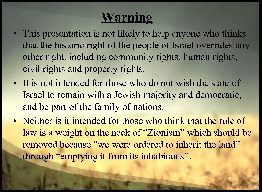 Warning • This presentation is not likely to help anyone who thinks that the