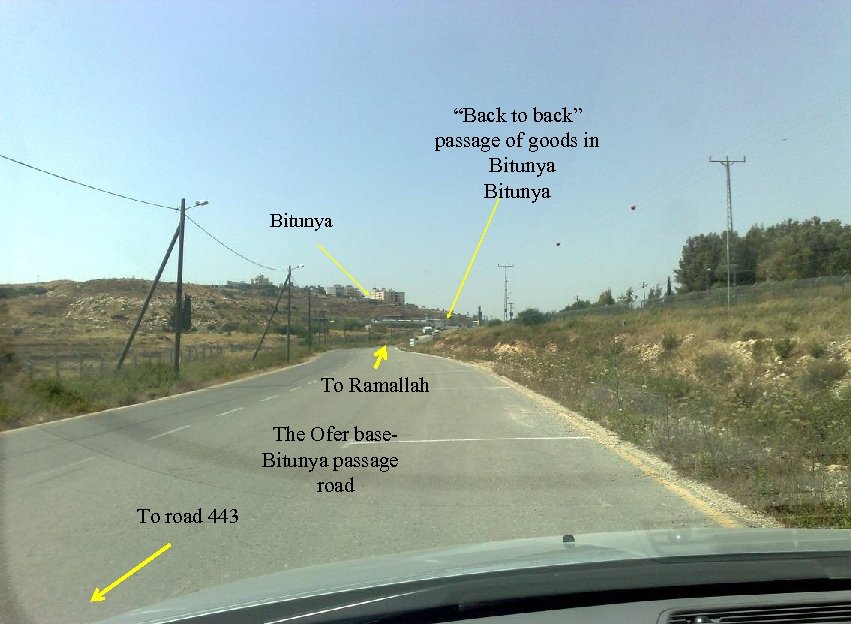 “Back to back” passage of goods in Bitunya To Ramallah The Ofer base. Bitunya