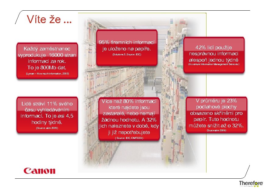 Víte že … Každý zaměstnanec vyprodukuje 16000 stran informaci za rok. To je 800