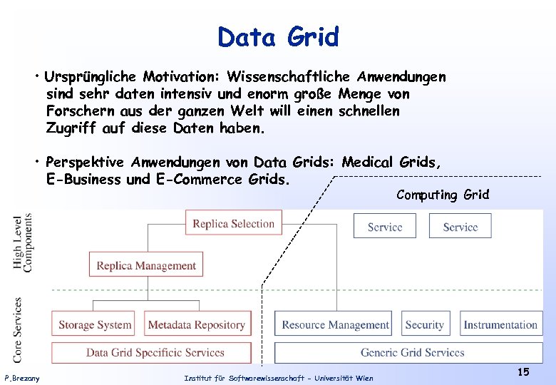 Data Grid • Ursprüngliche Motivation: Wissenschaftliche Anwendungen sind sehr daten intensiv und enorm große